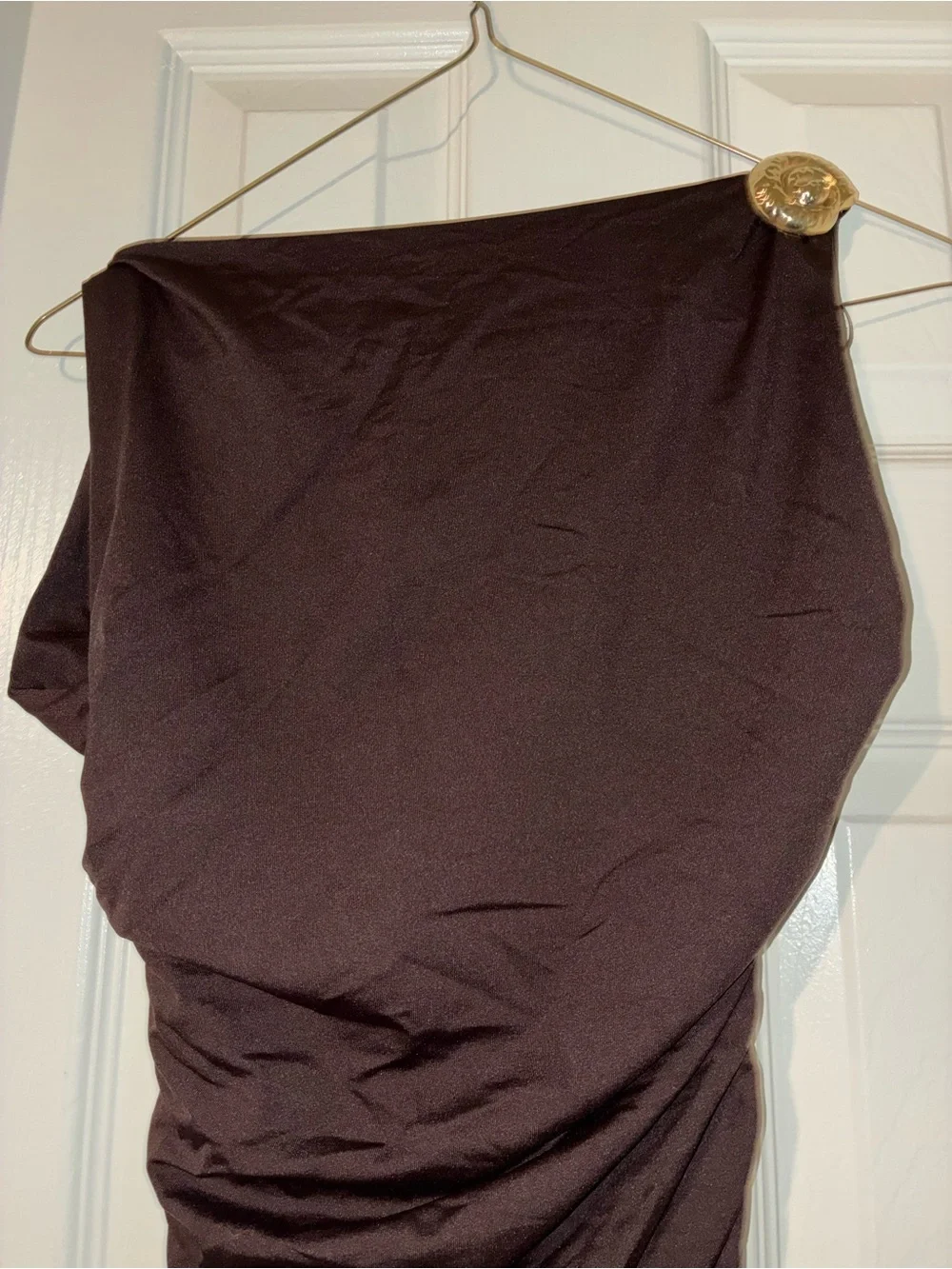 Ruched Dark Brown Dress